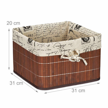 Storage basket in brown bamboo