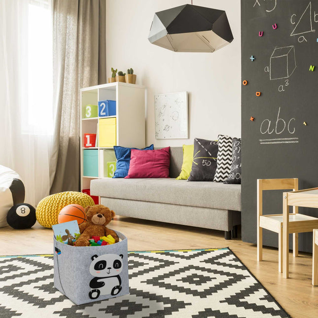 Storage basket in felt with animal motifs