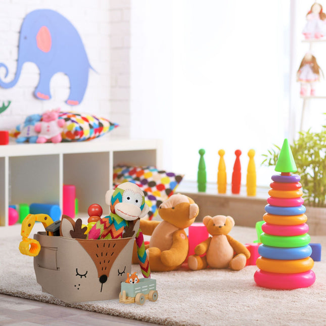Storage basket in felt with animal motifs