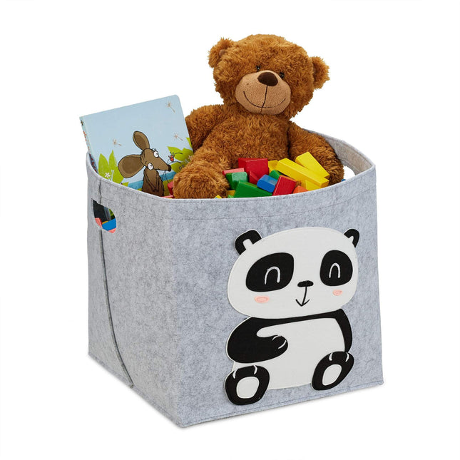 Storage basket in felt with animal motifs
