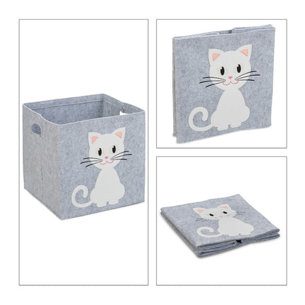Storage basket in felt with animal motifs