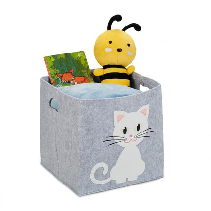 Storage basket in felt with animal motifs