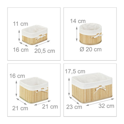 Storage baskets Set of 4 Bamboo