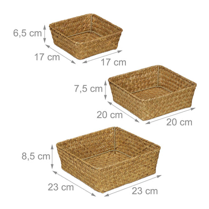 Storage basket, seaweed, set of 3