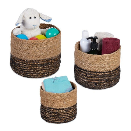 Storage baskets, set of 3, seaweed