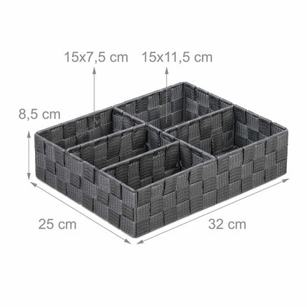 Storage basket with 5 compartments