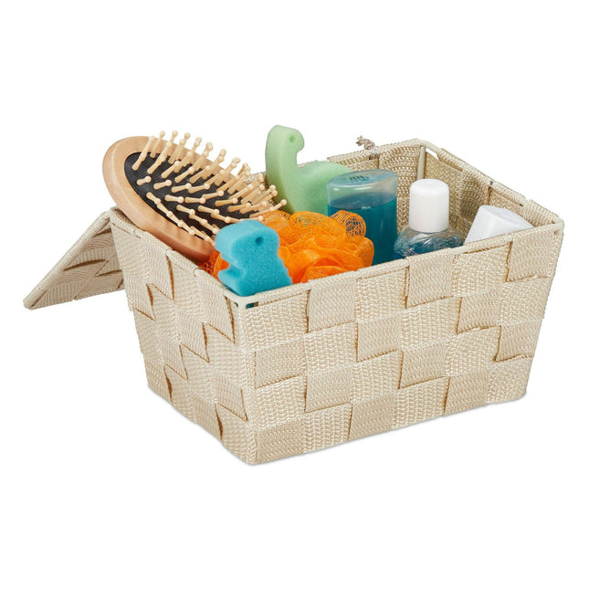 Storage basket with lid