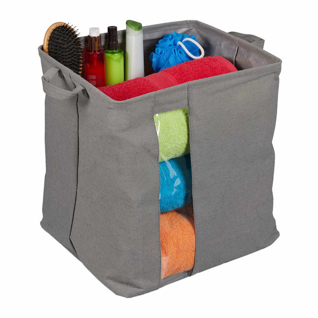 Storage basket with viewing window