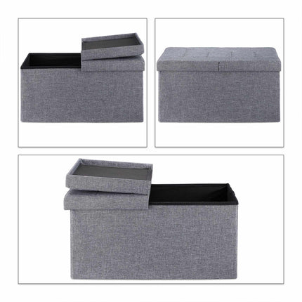 Storage bench with hinged lid