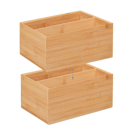 Storage box in bamboo 2 compartments