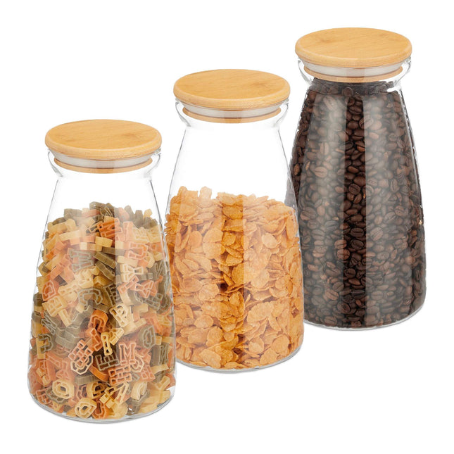 Storage jars with lids in a set of 3