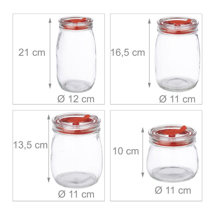 Storage jars with lids in sets of 4