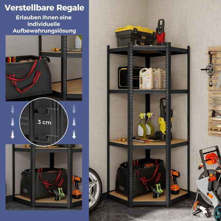Storage shelf 70 x 70 x 180 cm heavy-duty shelf with 4 adjustable shelves black