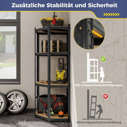 Storage shelf 70 x 70 x 180 cm heavy-duty shelf with 4 adjustable shelves black