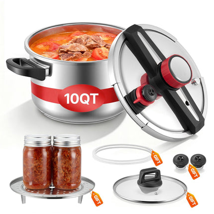 Stovetop Pressure Cooker 9L Stainless Steel, 3 Pressure Settings