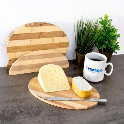 Striped bamboo breakfast board