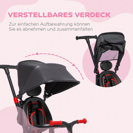 3-in-1 convertible stroller tricycle, adjustable handle