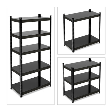 Strong shelves in metal black 5 levels