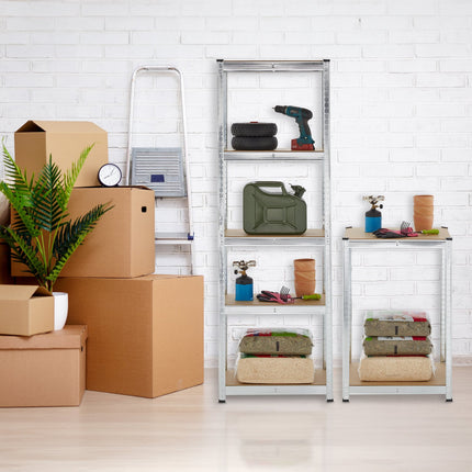 Strong shelves with 5 levels in a set of 2