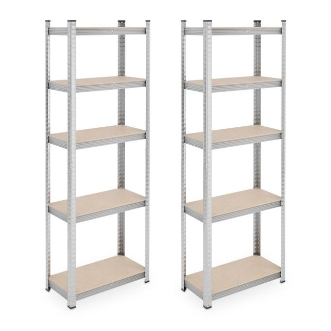 Strong shelves with 5 levels, set of 2