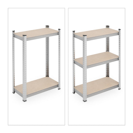 Strong shelves with 5 levels, set of 2