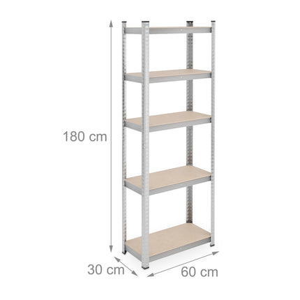 Strong shelves with 5 levels, set of 2