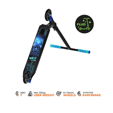 Stunt Scooter, 110mm PU Wheels, ABEC-7, Blue Lion Graphic