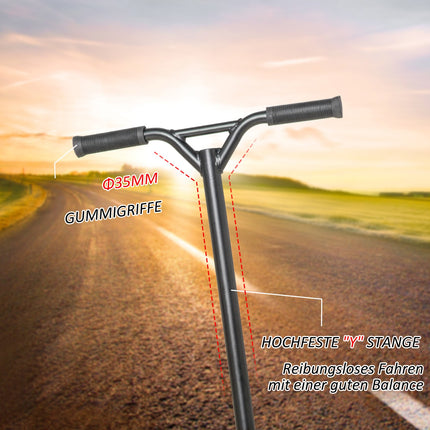 Kick Stunt Scooter, 360° Steering, Rubber Grip, Gold