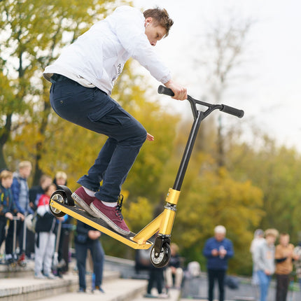 Kick Stunt Scooter, 360° Steering, Rubber Grip, Gold
