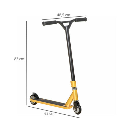 Kick Stunt Scooter, 360° Steering, Rubber Grip, Gold