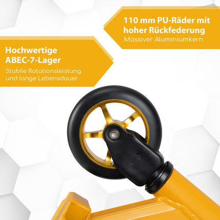 Stunt Scooter with 360 Steering &amp; PU Wheels &amp; Aluminum Deck Stunt Scooter Fun Scooter Yellow