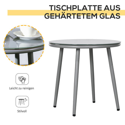 Stijlvolle Zitgroep 2 Tuinstoelen Salontafel Balkonmeubelset Stalen Frame Grijs