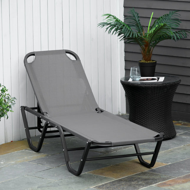Sun lounger in aluminium, 5-level adjustable, grey/black
