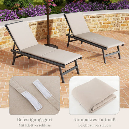 Sun Lounger Cushion, Beige, Foam Padding, 182 x 59 x 4.5 cm