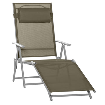 Adjustable sun lounger with cushion, 7 positions, foldable