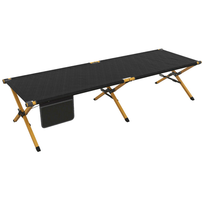 Folding sun lounger, black Oxford, with side pocket