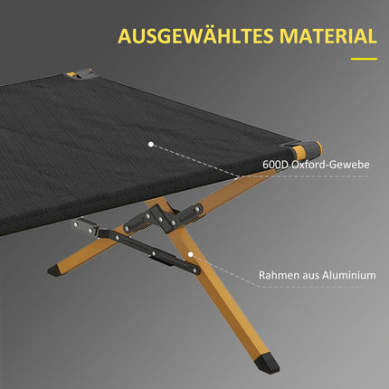 Folding sun lounger, black Oxford, with side pocket