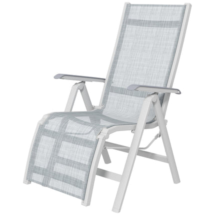 Folding sun lounger - adjustable garden chair, dark grey