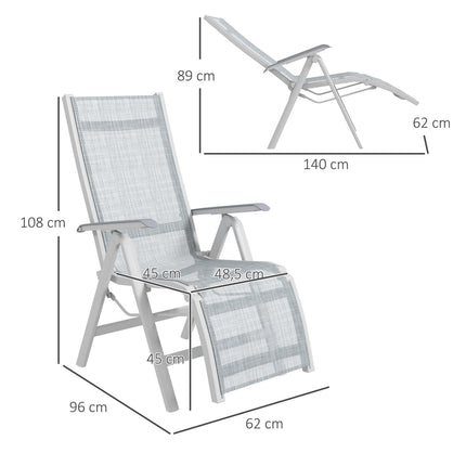Folding sun lounger - adjustable garden chair, dark grey