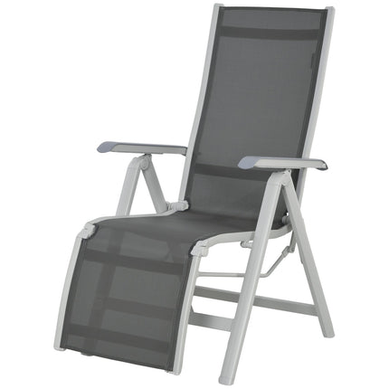 Folding sun lounger - adjustable foot and backrest, gray