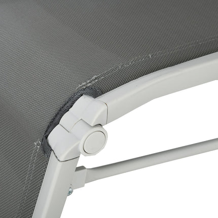 Folding sun lounger - adjustable foot and backrest, gray