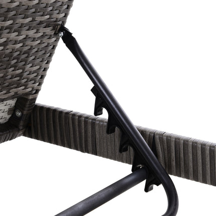 Sun lounger set, 3-piece - adjustable, gray rattan