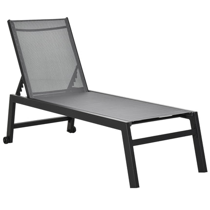 Sun lounger in aluminum with adjustable backrest, Gray 169x65 Cm