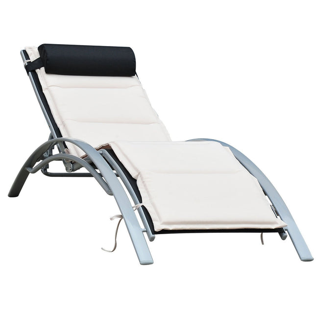 Adjustable sun lounger in aluminum - Cream white, 170x64x82 Cm