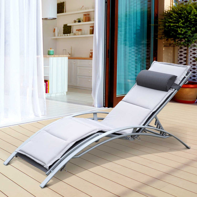 Adjustable sun lounger in aluminum - Grey, 170 x 64 x 82 cm