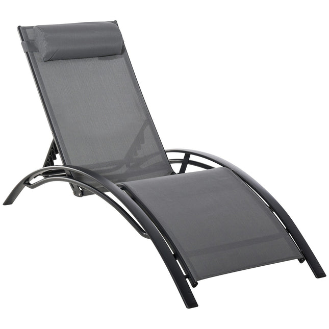 Adjustable sun lounger in aluminium, gray - 171x64x82 Cm