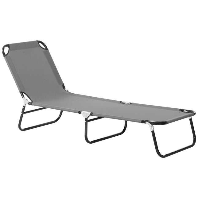 Adjustable sun lounger in steel - Grey, 188 x 56 x 28 cm