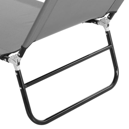 Ligstoel, Tuinligstoel Met Verstelbare Rugleuning, Ligstoel, Relaxligstoel, Campingligstoel Voor Tuin, Balkon, Staal, Grijs, 188 X 56 X 28 Cm