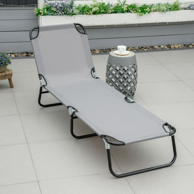 Adjustable sun lounger in steel - Grey, 188 x 56 x 28 cm