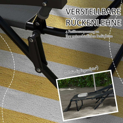 Adjustable sun lounger with cushion - dark gray mesh